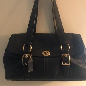 Coach black leather satchel.